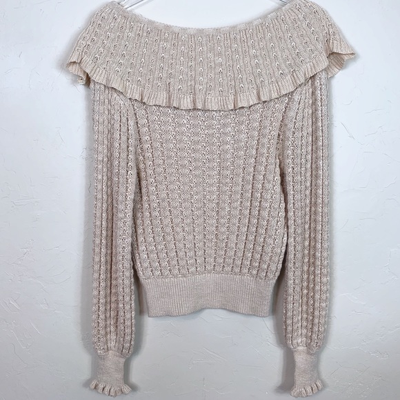 FREE PEOPLE Crazy In Love Off-Shoulder Boho Peasant Sweater S - Picture 7 of 10